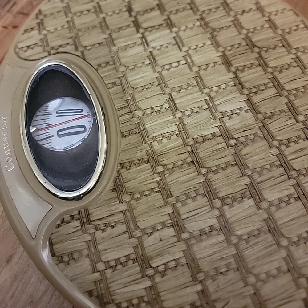 Counselor‎ Oval Bubble Viewer Bathroom Scale Mid Century Modern Rattan Vintage